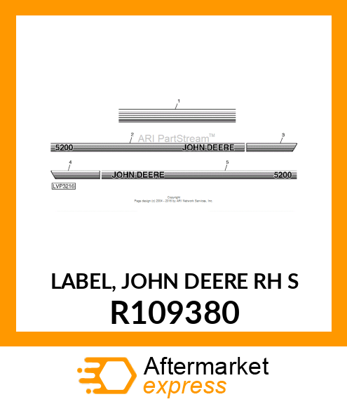 LABEL, JOHN DEERE RH S R109380