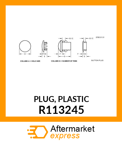 PLUG, PLASTIC R113245