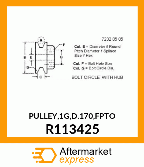 PULLEY,1G,D.170,FPTO R113425