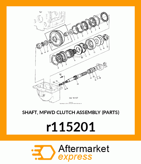 SHAFT, MFWD CLUTCH ASSEMBLY (PARTS) r115201