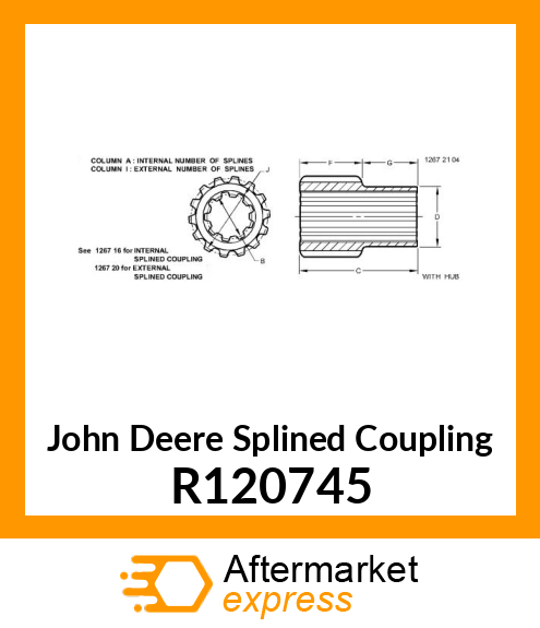 SPLINED COUPLING, HUB, RING GEAR R120745