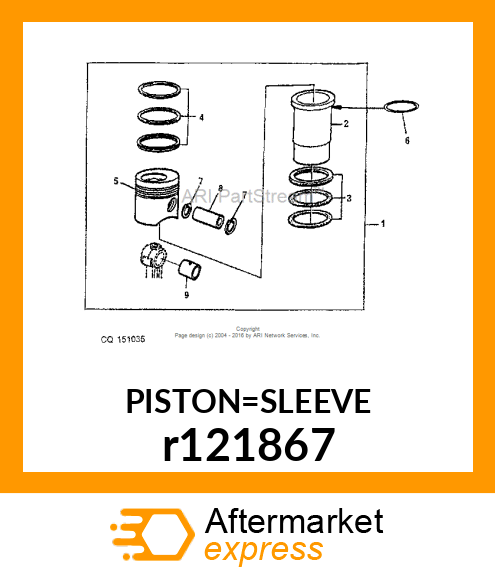 KIT, CYLINDER LINER PISTON W/PCKG r121867