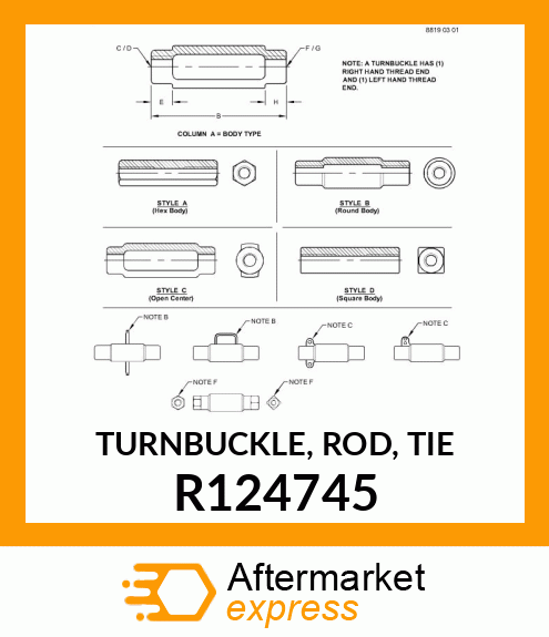 TURNBUCKLE, ROD, TIE R124745