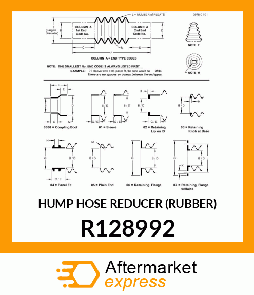 HUMP HOSE REDUCER (RUBBER) R128992