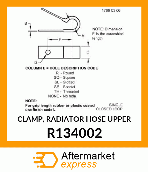 CLAMP, RADIATOR HOSE UPPER R134002