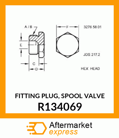 FITTING PLUG, SPOOL VALVE R134069