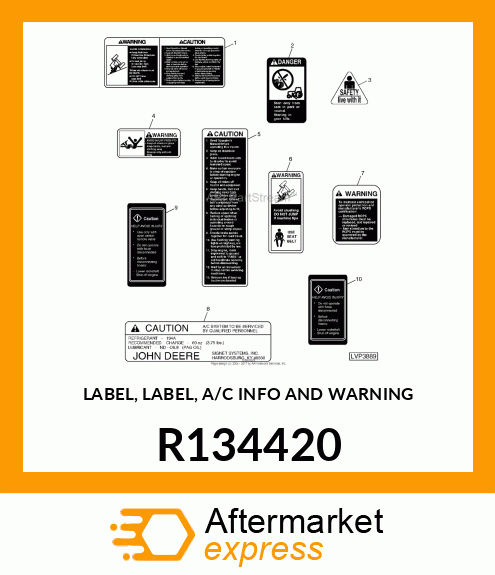 LABEL, LABEL, A/C INFO AND WARNING R134420