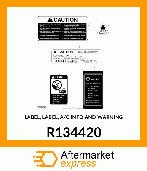 LABEL, LABEL, A/C INFO AND WARNING R134420