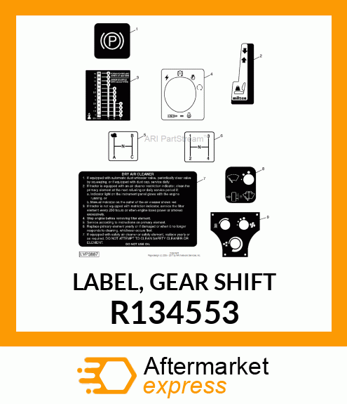 LABEL, GEAR SHIFT R134553