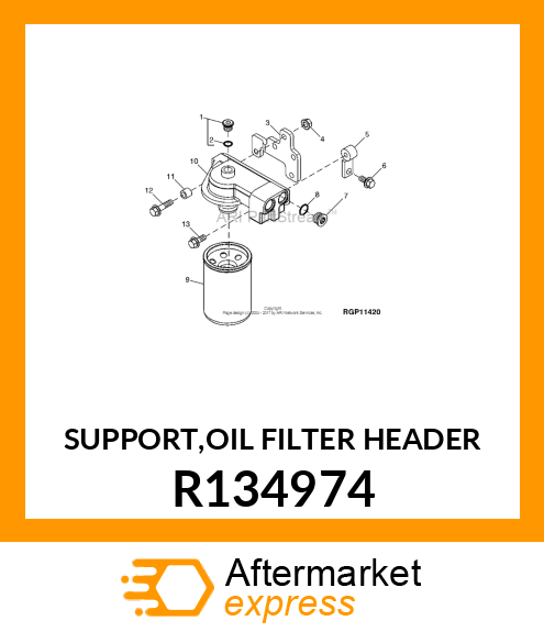 SUPPORT,OIL FILTER HEADER R134974