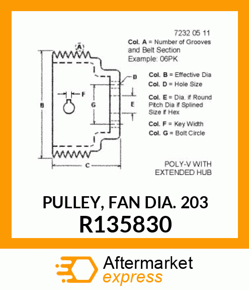 PULLEY, FAN DIA. 203 R135830