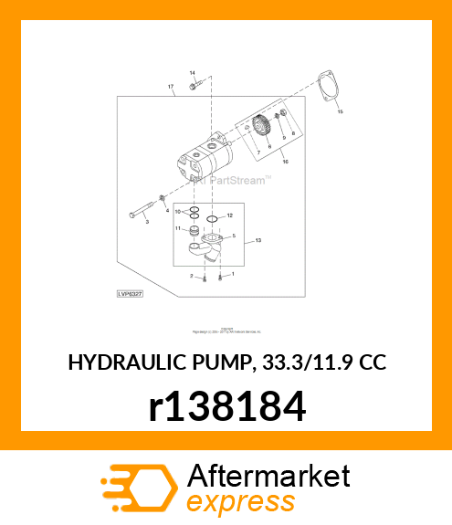 HYDRAULIC PUMP, 33.3/11.9 CC r138184