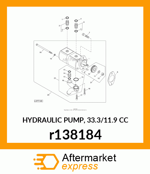 HYDRAULIC PUMP, 33.3/11.9 CC r138184