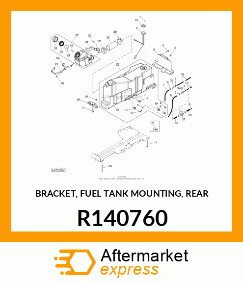 BRACKET, FUEL TANK MOUNTING, REAR R140760