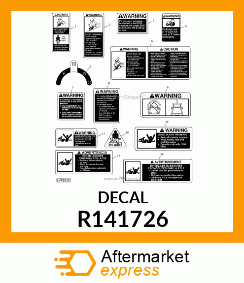 LABEL,WARNING/ROPS PIP KIT ENGLISH R141726