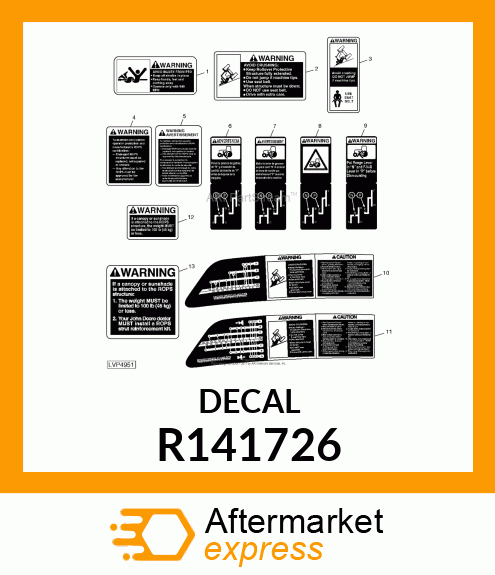 LABEL,WARNING/ROPS PIP KIT ENGLISH R141726