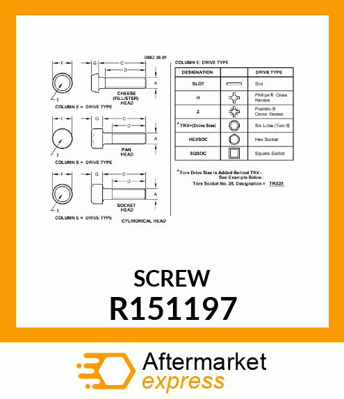 SCREW, PAN HEAD R151197