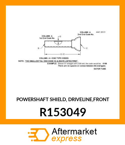 POWERSHAFT SHIELD, DRIVELINE,FRONT R153049