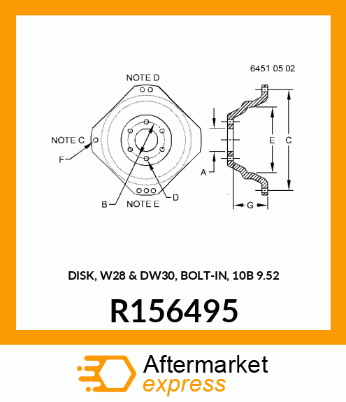 DISK, W28 amp; DW30, BOLT R156495