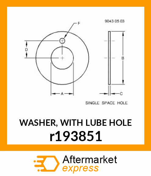 WASHER, WITH LUBE HOLE r193851