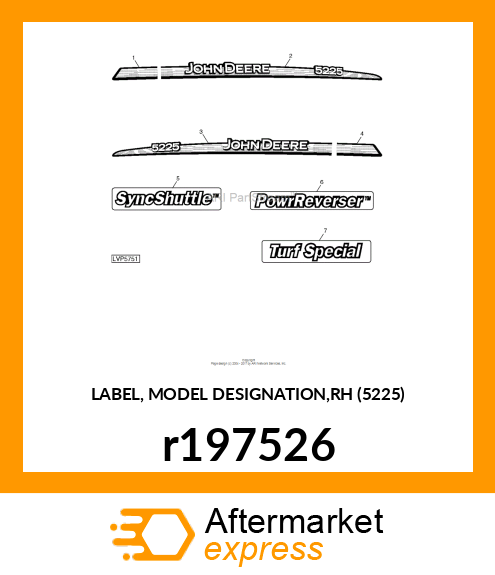 LABEL, MODEL DESIGNATION,RH (5225) r197526