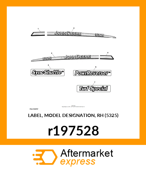 LABEL, MODEL DESIGNATION, RH (5325) r197528