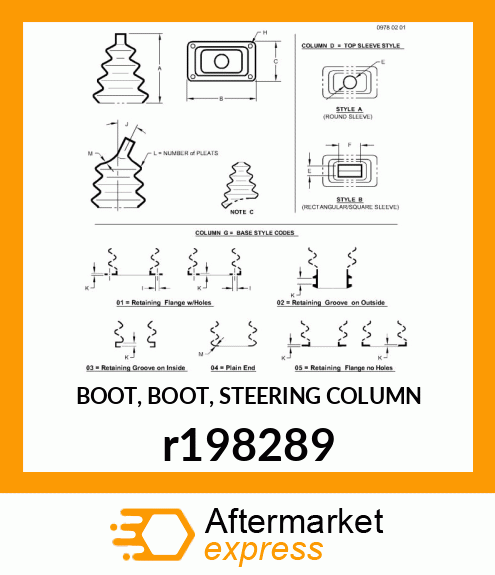 BOOT, BOOT, STEERING COLUMN r198289