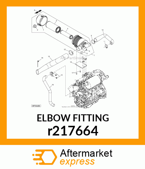 ELBOW FITTING, 1/8 NPT MALE ELBOW r217664