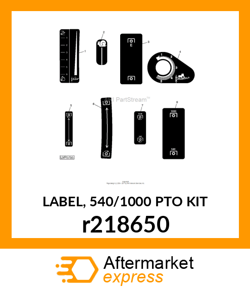 LABEL, 540/1000 PTO KIT r218650