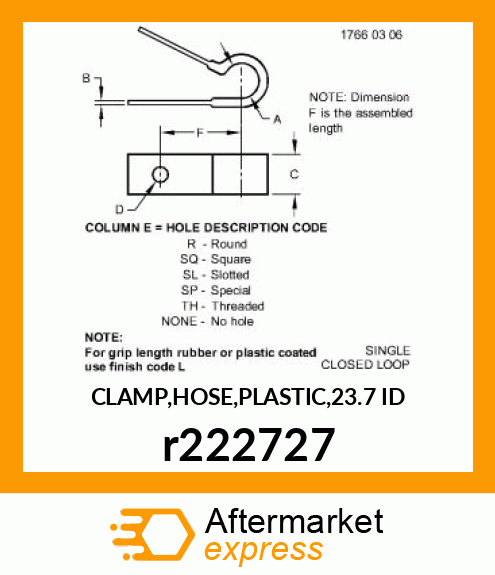 CLAMP,HOSE,PLASTIC,23.7 ID r222727