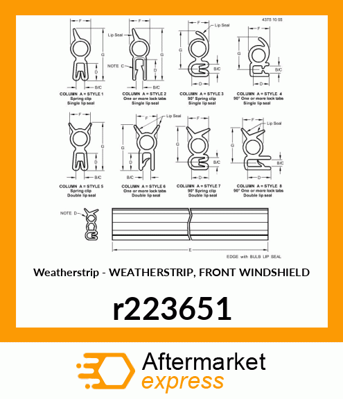 WEATHERSTRIP, FRONT WINDSHIELD r223651