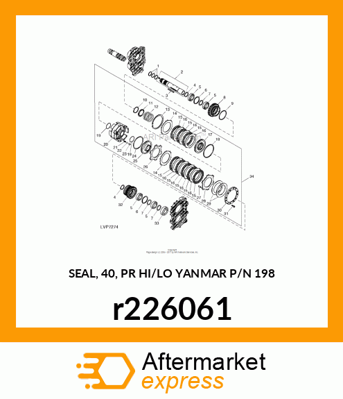 SEAL, 40, PR HI/LO YANMAR P/N 198 r226061