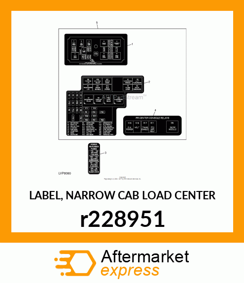 LABEL, NARROW CAB LOAD CENTER r228951