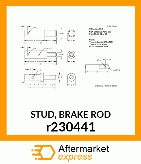 STUD, BRAKE ROD r230441