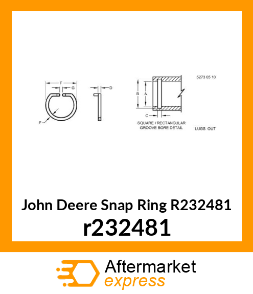 SNAP RING, PTO STUB SHAFT r232481