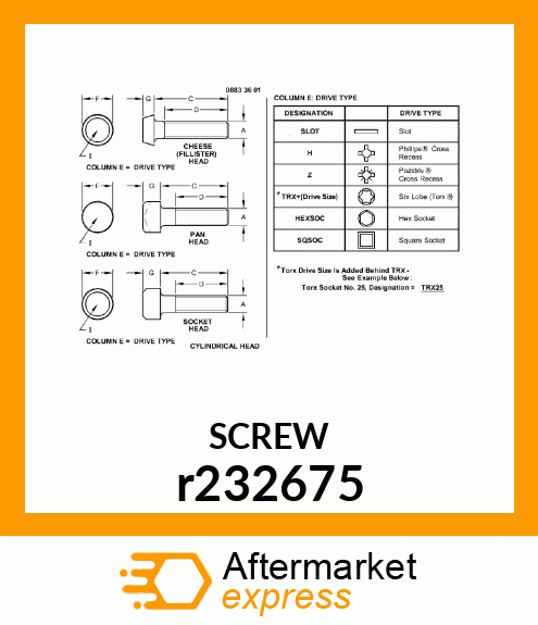 SCREW,CAP M8 X 1.25 X 40 SPECIAL r232675