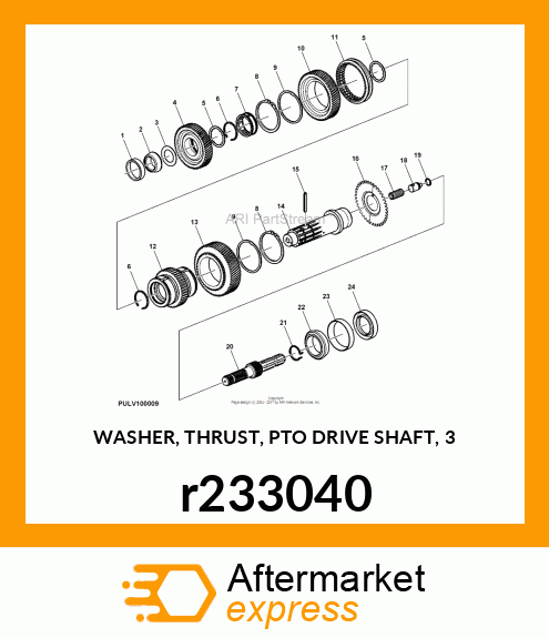 WASHER, THRUST, PTO DRIVE SHAFT, 3 r233040