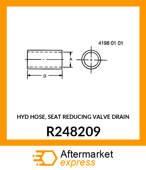HYD HOSE, SEAT REDUCING VALVE DRAIN R248209