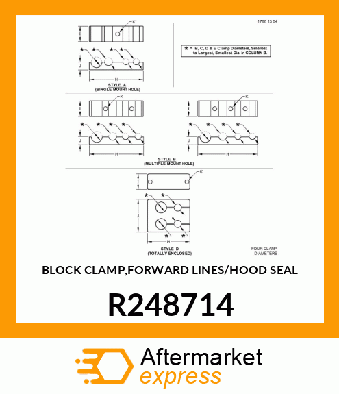 BLOCK CLAMP,FORWARD LINES/HOOD SEAL R248714