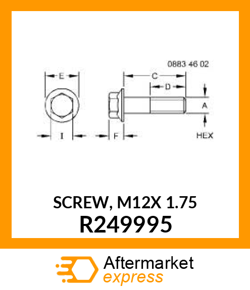 SCREW, M12X 1.75 R249995