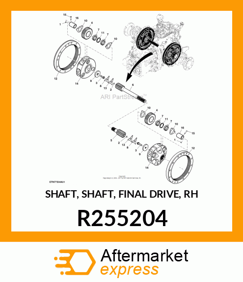 SHAFT, SHAFT, FINAL DRIVE, RH R255204