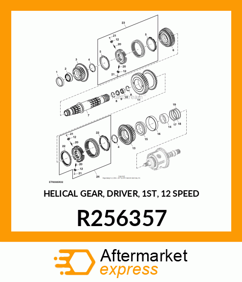 HELICAL GEAR, DRIVER, 1ST, 12 SPEED R256357