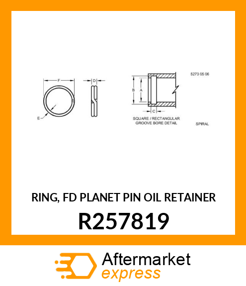 RING, FD PLANET PIN OIL RETAINER R257819