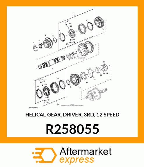 HELICAL GEAR, DRIVER, 3RD, 12 SPEED R258055