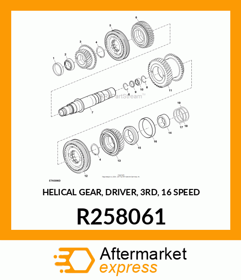 HELICAL GEAR, DRIVER, 3RD, 16 SPEED R258061