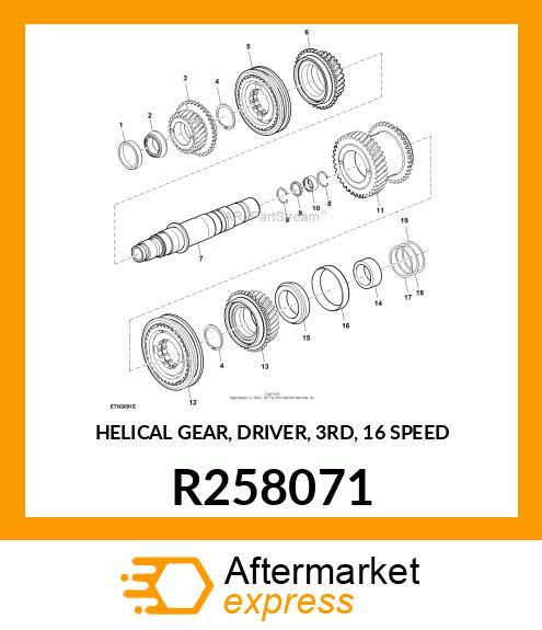 HELICAL GEAR, DRIVER, 3RD, 16 SPEED R258071