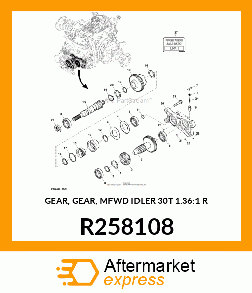 GEAR, GEAR, MFWD IDLER 30T 1.36:1 R R258108