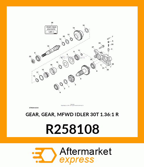 GEAR, GEAR, MFWD IDLER 30T 1.36:1 R R258108