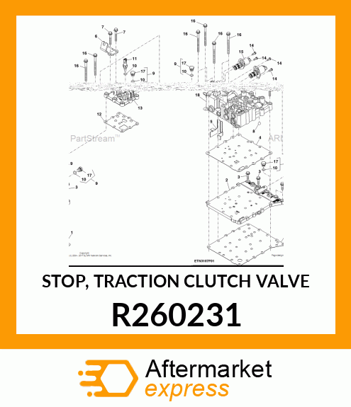 STOP, TRACTION CLUTCH VALVE R260231