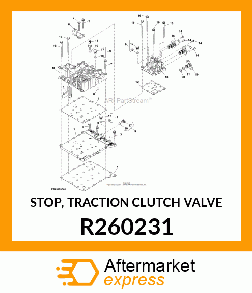 STOP, TRACTION CLUTCH VALVE R260231